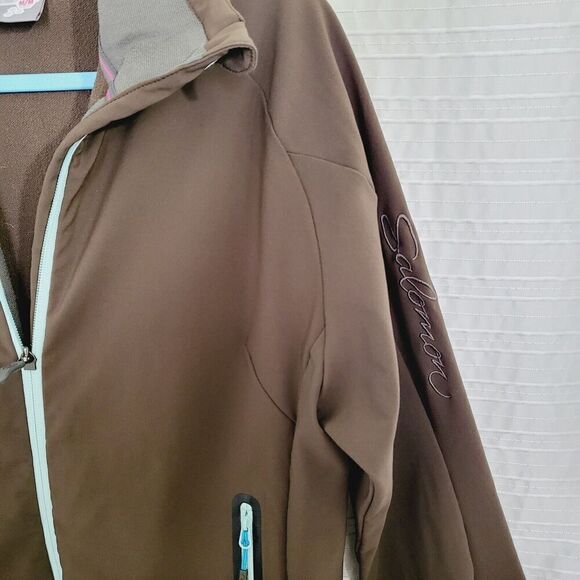 Salomon Soft Shell Jacket Wind/Water Resistant Brown w/ Aqua Trim Women's M - Picture 6 of 15